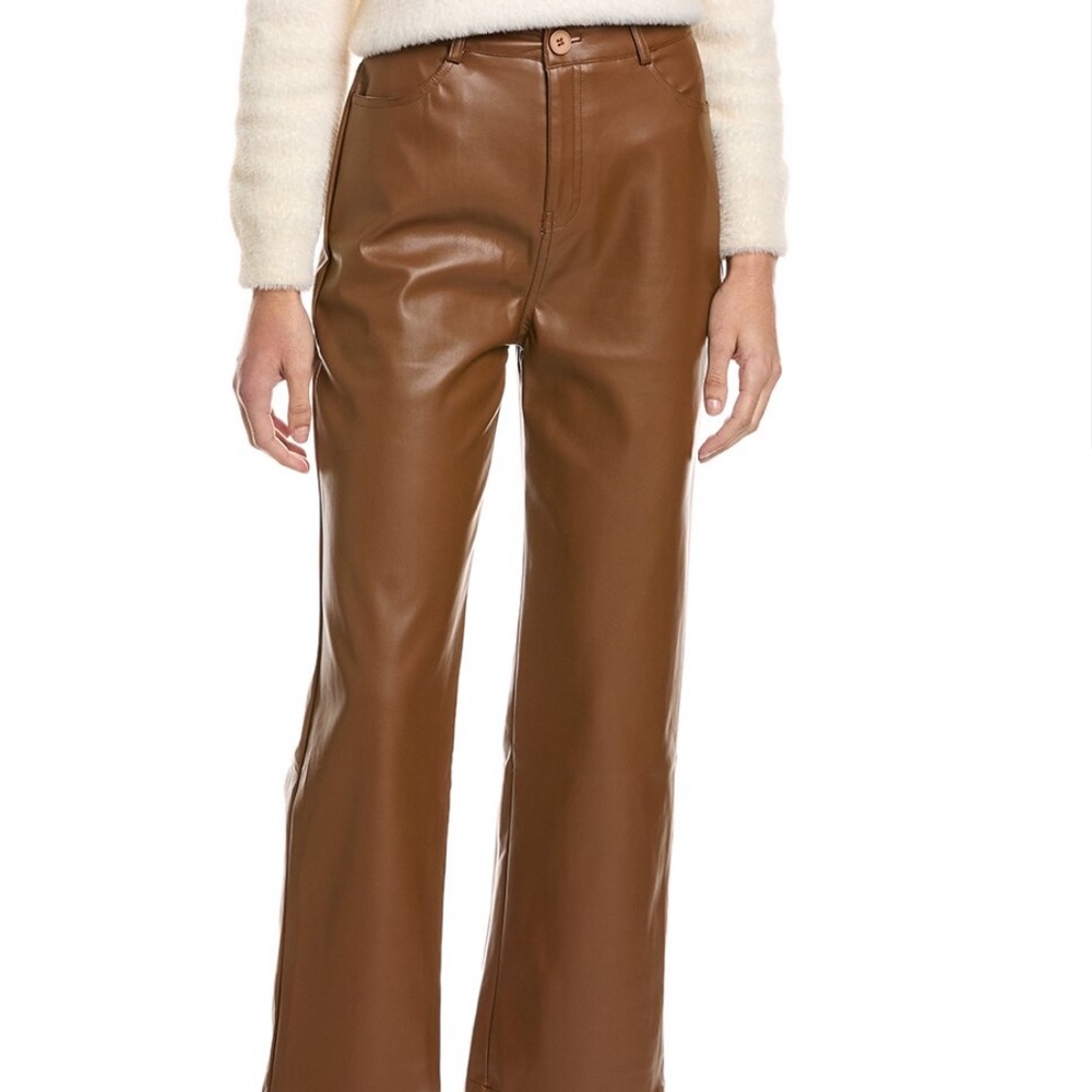 Seraphina Faux Leather Pants in Coffee, Size Medium and Size Large.